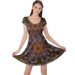 Fractal Abstract Background Pattern Cap Sleeve Dress