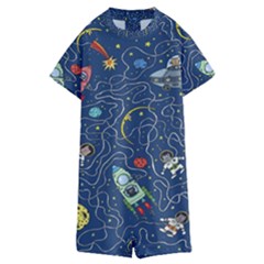 Cat Cosmos Cosmonaut Rocket Kids  Boyleg Half Suit Swimwear by Wegoenart