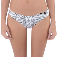 Circle Shape Pattern With Cute Owls Coloring Book Reversible Hipster Bikini Bottoms by Nexatart