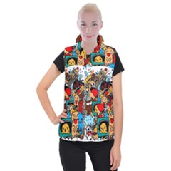 Abstract Grunge Urban Pattern With Monster Character Super Drawing Graffiti Style Women s Button Up Vest by Nexatart