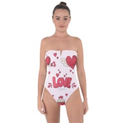 Hand Drawn Valentines Day Element Collection Tie Back One Piece Swimsuit