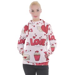 Hand Drawn Valentines Day Element Collection Women s Hooded Pullover by Vaneshart