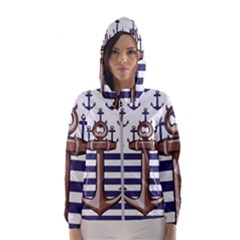 Anchor Background Design Women s Hooded Windbreaker