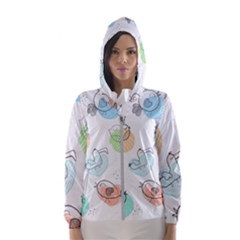 Cartoon Bird Cute Doodle Bird Women s Hooded Windbreaker