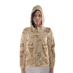 Ice Cream Vintage Pattern Women s Hooded Windbreaker