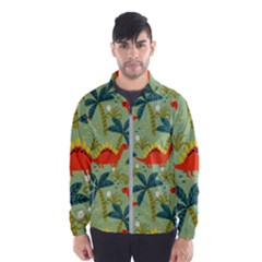 Cute Colorful Dinosaur Seamless Pattern Men s Windbreaker