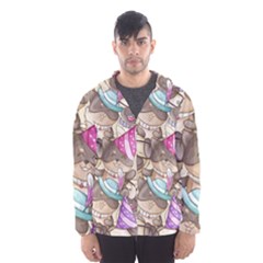 Hand Drawn Animal Pattern Dog Illustration Men s Hooded Windbreaker