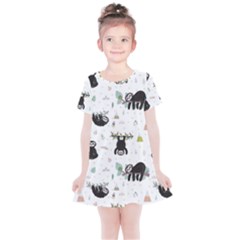 Cute Sloths Kids  Simple Cotton Dress by Sobalvarro