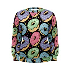 Colorful Donut Seamless Pattern On Black Vector Women s Sweatshirt by Sobalvarro