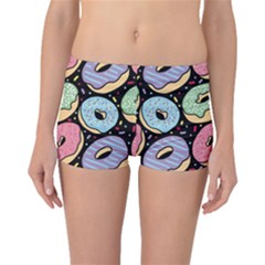 Colorful Donut Seamless Pattern On Black Vector Boyleg Bikini Bottoms by Sobalvarro