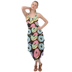 Colorful Donut Seamless Pattern On Black Vector Layered Bottom Dress by Sobalvarro
