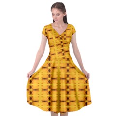 Digital Illusion Cap Sleeve Wrap Front Dress by Sparkle