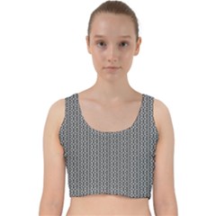Black And White Triangles Velvet Racer Back Crop Top by Sparkle