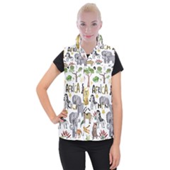 Cartoon African Animals Women s Button Up Vest by Wegoenart