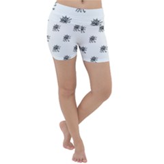 Stylized Black And White Floral Print Lightweight Velour Yoga Shorts by dflcprintsclothing