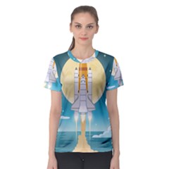 Space Exploration Illustration Women s Sport Mesh Tee