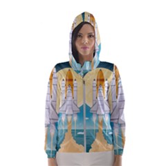 Space Exploration Illustration Women s Hooded Windbreaker by Vaneshart