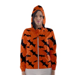 Halloween Card With Bats Flying Pattern Women s Hooded Windbreaker