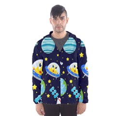 Space Seamless Pattern Men s Hooded Windbreaker