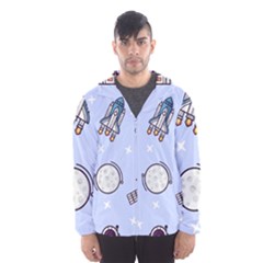 Seamless Pattern With Space Theme Men s Hooded Windbreaker