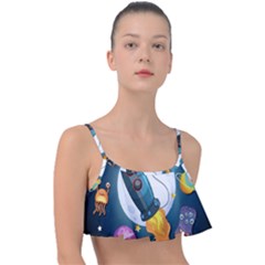 Spaceship Astronaut Space Frill Bikini Top by Vaneshart