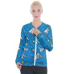 About Space Seamless Pattern Casual Zip Up Jacket