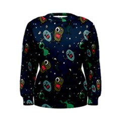 Monster Alien Pattern Seamless Background Women s Sweatshirt