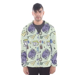 Hand Drawn Pattern School Men s Hooded Windbreaker