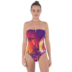 Far Future Human Colonization Tie Back One Piece Swimsuit by Vaneshart