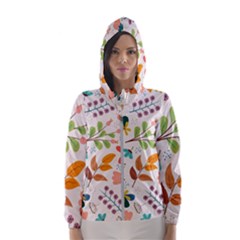 Colorful Ditsy Floral Print Background Women s Hooded Windbreaker