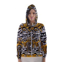 Crazy Abstract Doodle Social Doodle Drawing Style Women s Hooded Windbreaker