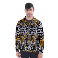 Crazy Abstract Doodle Social Doodle Drawing Style Men s Windbreaker