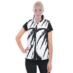 Black And White Tropical Moonscape Illustration Women s Button Up Vest by dflcprintsclothing