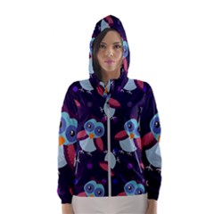 Owl Pattern Background Women s Hooded Windbreaker