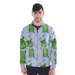 Cute Green Frogs Seamless Pattern Men s Windbreaker