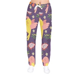 Exotic Seamless Pattern With Parrots Fruits Women Velvet Drawstring Pants by Vaneshart