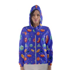 Virus Seamless Pattern Women s Hooded Windbreaker