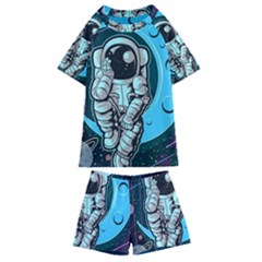 Astronaut Full Color Kids  Swim Tee And Shorts Set by Vaneshart