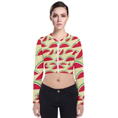 Watermelon Pattern Long Sleeve Zip Up Bomber Jacket