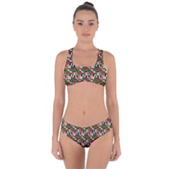 Swimmer 20s Green Criss Cross Bikini Set