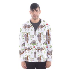 Seamless Pattern With Cute Sloths Sleep More Men s Hooded Windbreaker