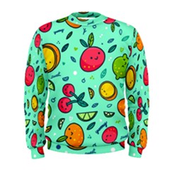 Various Fruits With Faces Seamless Pattern Men s Sweatshirt