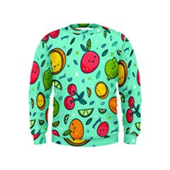 Various Fruits With Faces Seamless Pattern Kids  Sweatshirt