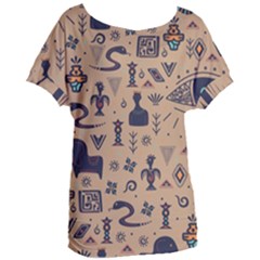 Vintage Tribal Seamless Pattern With Ethnic Motifs Women s Oversized Tee by Vaneshart