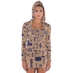 Vintage Tribal Seamless Pattern With Ethnic Motifs Long Sleeve Hooded T-shirt by Vaneshart