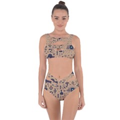 Vintage Tribal Seamless Pattern With Ethnic Motifs Bandaged Up Bikini Set 