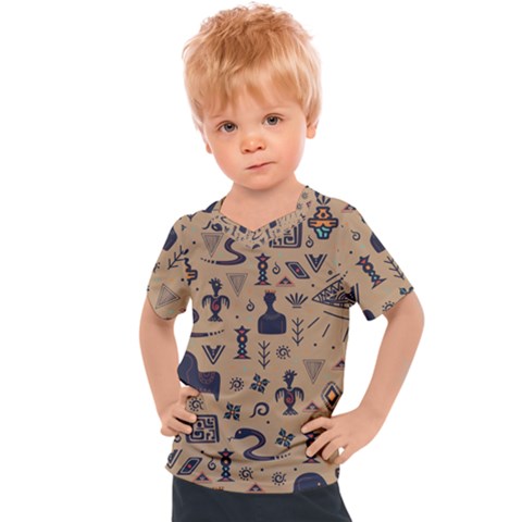 Vintage Tribal Seamless Pattern With Ethnic Motifs Kids  Sports Tee by Vaneshart