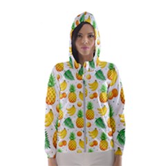 Tropical Fruits Pattern Women s Hooded Windbreaker