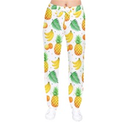 Tropical Fruits Pattern Women Velvet Drawstring Pants by Vaneshart