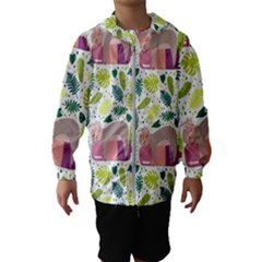 Cute Sloth Sleeping Ice Cream Surrounded By Green Tropical Leaves Kids  Hooded Windbreaker